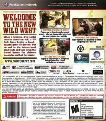 Call of Juarez - The Cartel (USA) (v1.01) (Disc) (Update) box cover back